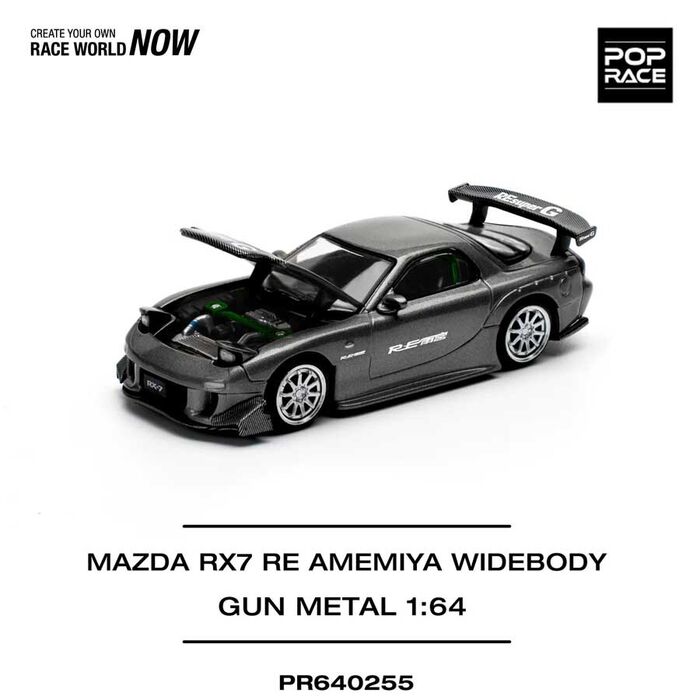 POP RACE Mazda RX7 RE-AMEMIYA Gun Metal 1/64 (PR640255)