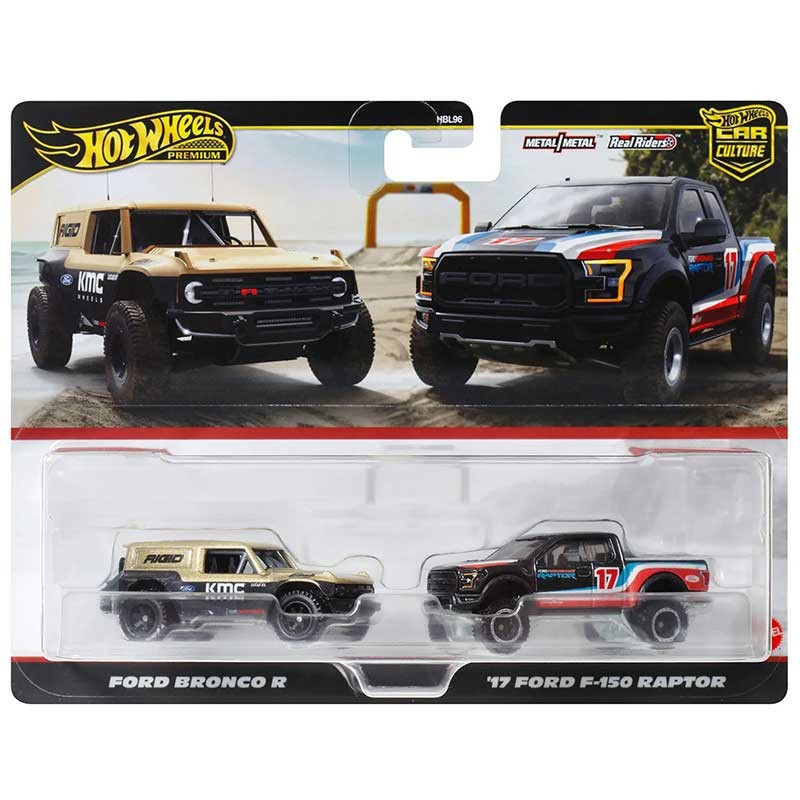Hot Wheels Car Culture 2-Pack Ford Bronco R & '17 Ford F-150 Raptor 1/64 (HBL96) 0