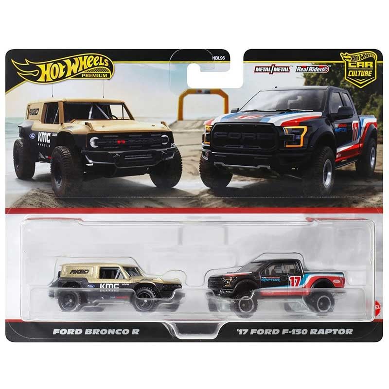 Hot Wheels Car Culture 2-Pack Ford Bronco R & '17 Ford F-150 Raptor 1/64 (HBL96)