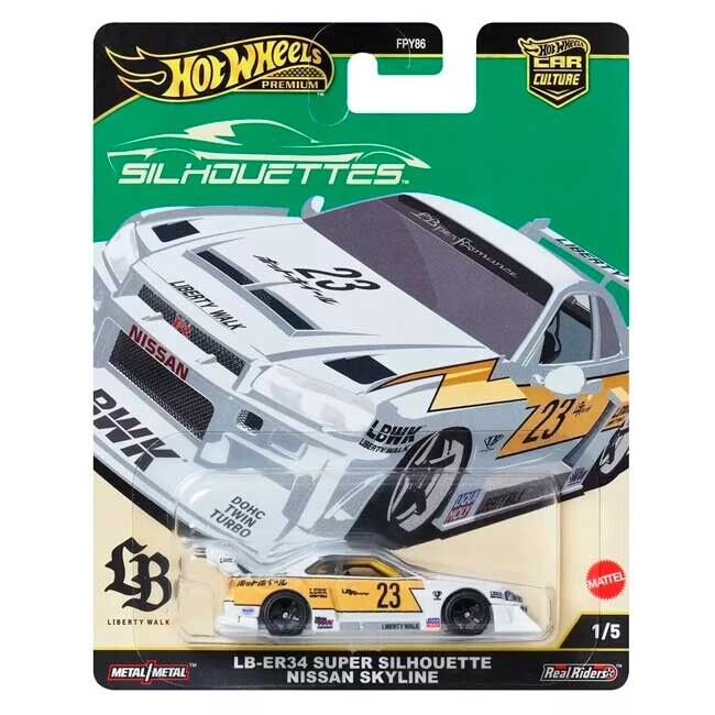 Hot Wheels Premium Car Culture Silhouettes LB-ER34 Super Silhouette Nissan Skyline 1/64 (FPY86)