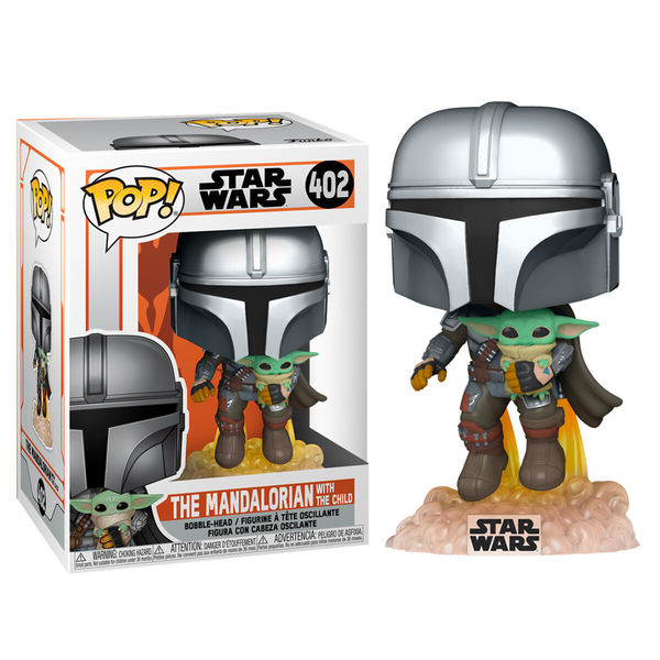 Funko Pop Star Wars The Mandalorian Flying with Jetpack and Child #402