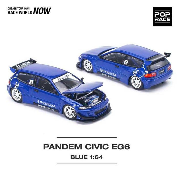 POP RACE Honda Pandem Civic EG6 Blue 1/64 (PR64-127)