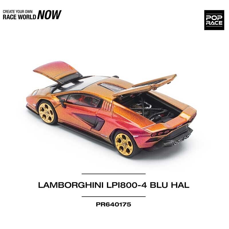 POP RACE Lamborghini Countach LP 800-4 Blu Hal 1/64 (PR64-175)