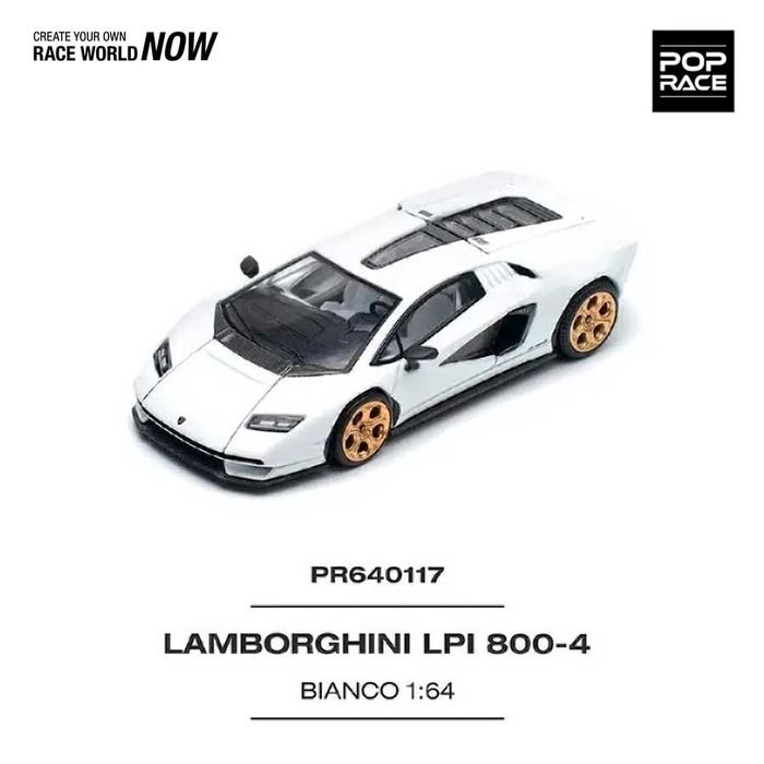 POP RACE Lamborghini Countach LPI 800-4 White 1/64 (PR64-117)