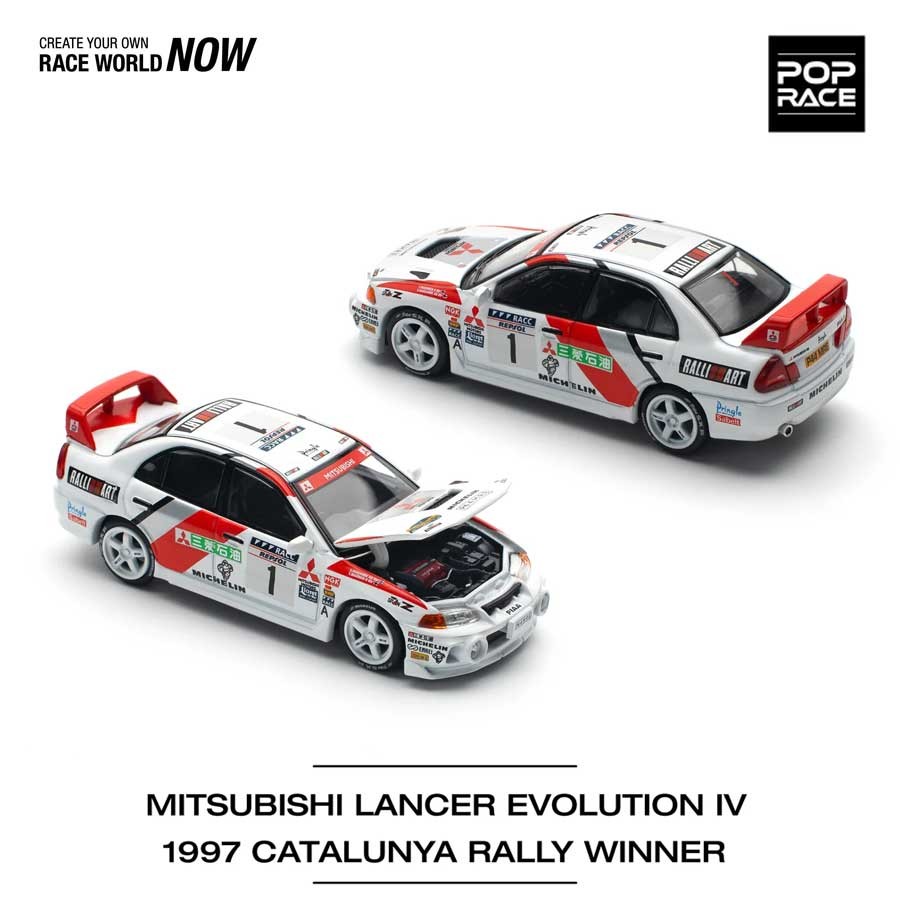 POP RACE Mitsubishi Lancer Evolution IV 1997 Catalunya Rally Winner 1/64 (PR64-165) 1