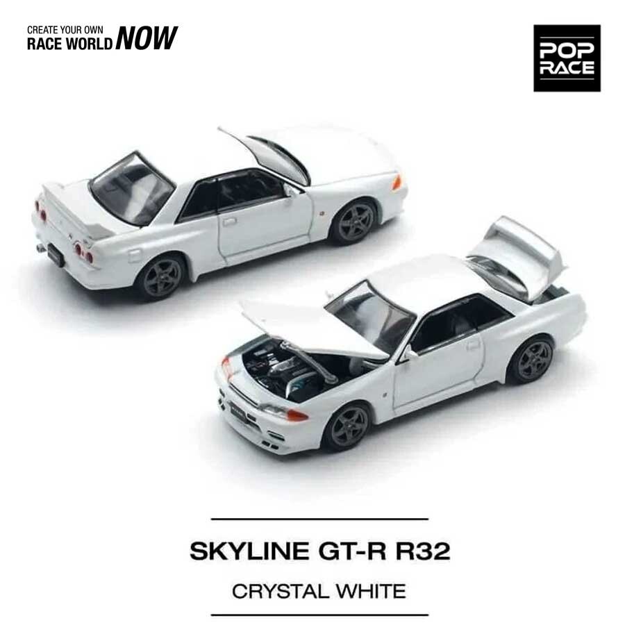 POP RACE Nissan Skyline GT-R R32 Crystal White 1/64 (PR64-157) 0