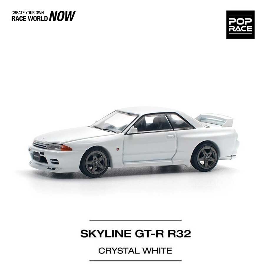 POP RACE Nissan Skyline GT-R R32 Crystal White 1/64 (PR64-157) 2