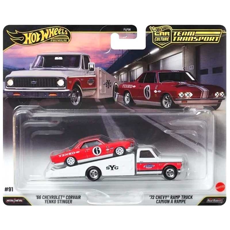 Hot Wheels Car Culture Team Transport 66 Chevrolet Corvair Yenko Stinger + 72 Chevrolet Ramp Truck 1/64 (FLF56) 0
