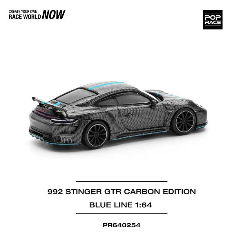 POP RACE Porsche 992 Stinger GTR Carbon Edition Blue Line 1/64 (PR64-254) 1