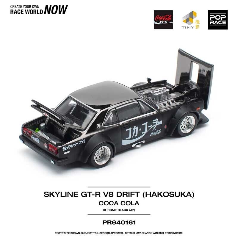 POP RACE Skyline GT-R V8 Drift Hakosuka JP Coca-Cola Zero 1/64 (PR64-161)