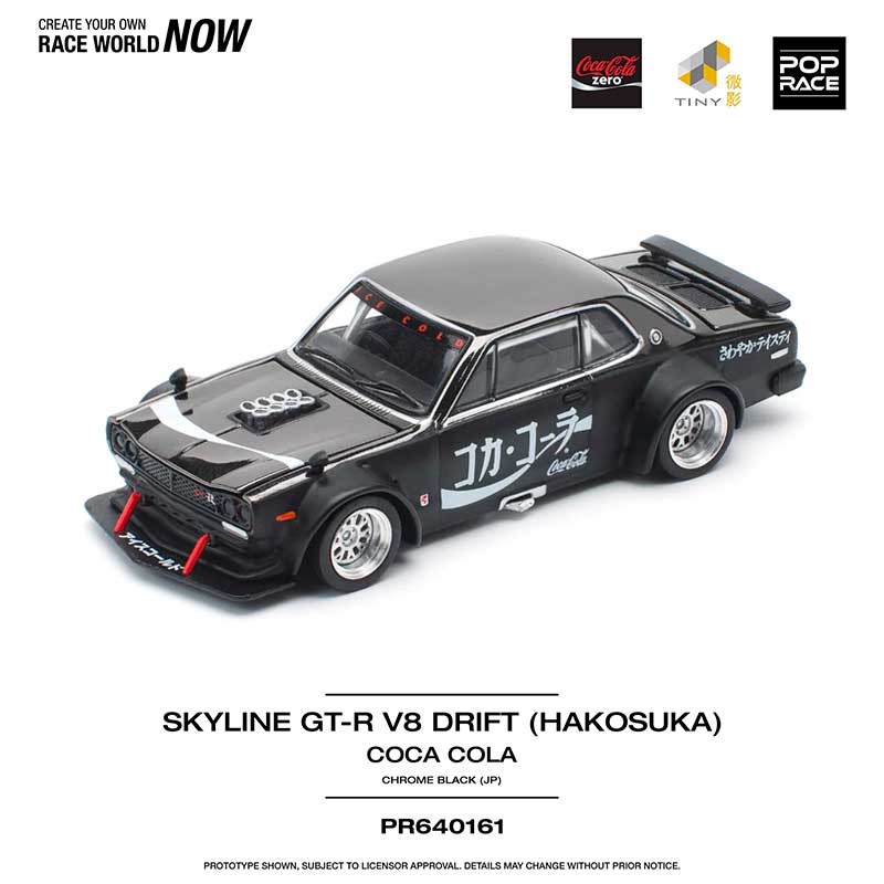 POP RACE Skyline GT-R V8 Drift Hakosuka JP Coca-Cola Zero 1/64 (PR64-161) 1