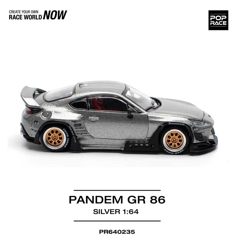 POP RACE Toyota Pandem GR 86 Silver 1/64 (PR64-235) 1