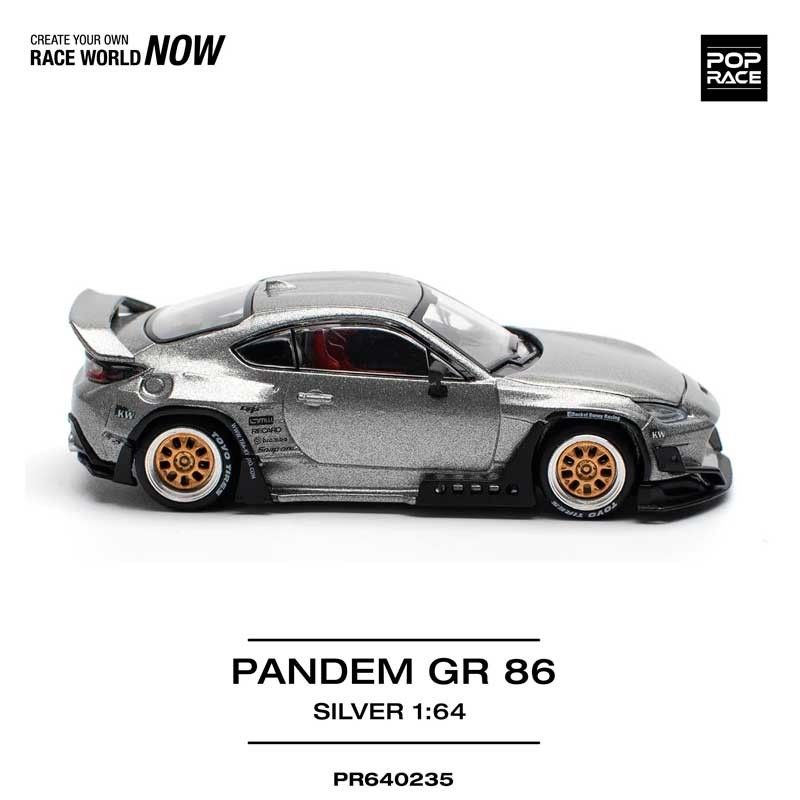 POP RACE Toyota Pandem GR 86 Silver 1/64 (PR64-235)