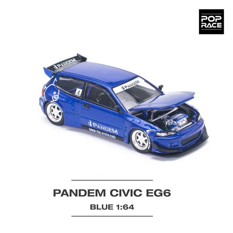 POP RACE Honda Pandem Civic EG6 Blue 1/64 (PR64-127) 2