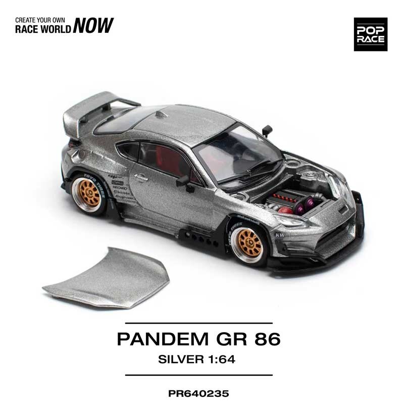 POP RACE Toyota Pandem GR 86 Silver 1/64 (PR64-235) 0