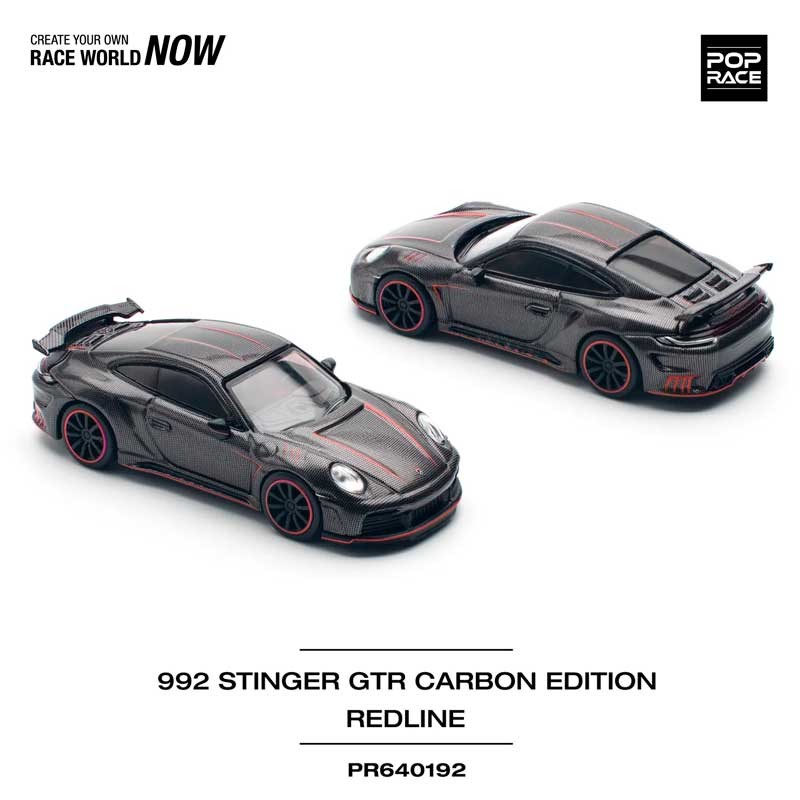 POP RACE Porsche 992 Stinger GTR Carbon Edition Red Line 1/64 (PR64-192) 2