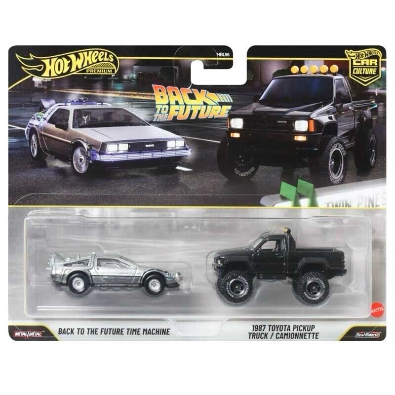 Hot Wheels Car Culture 2-Pack Back to the Future Time Machine DeLorean + 1987 Toyota Pickup 1/64 (HBL96)
