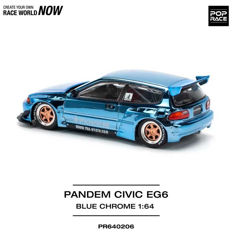POP RACE Pandem Civic EG6 Blue Chrome 1/64 (PR64-206) 1