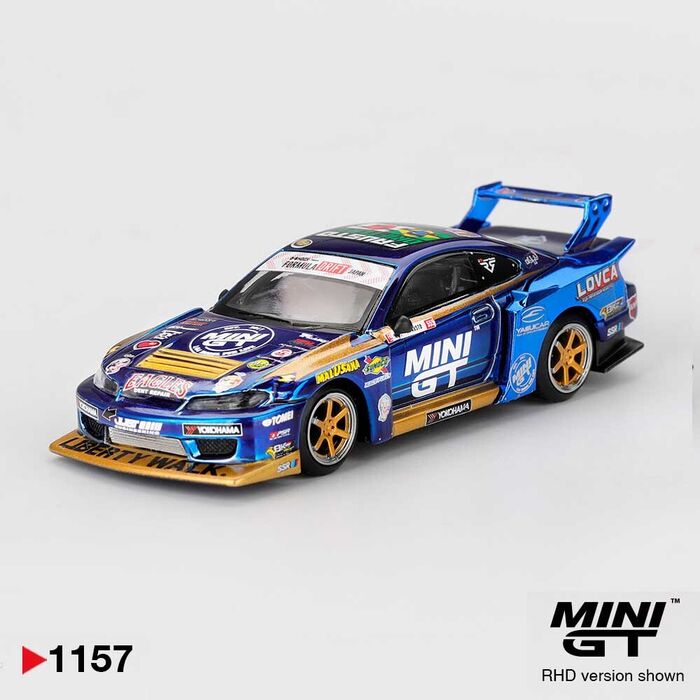 MINI GT Nissan Silvia S15 LB-Super Silhouette #555 Team MINI GT Liberty Walk 2025 Formula Drift RHD 1/64 (1157)