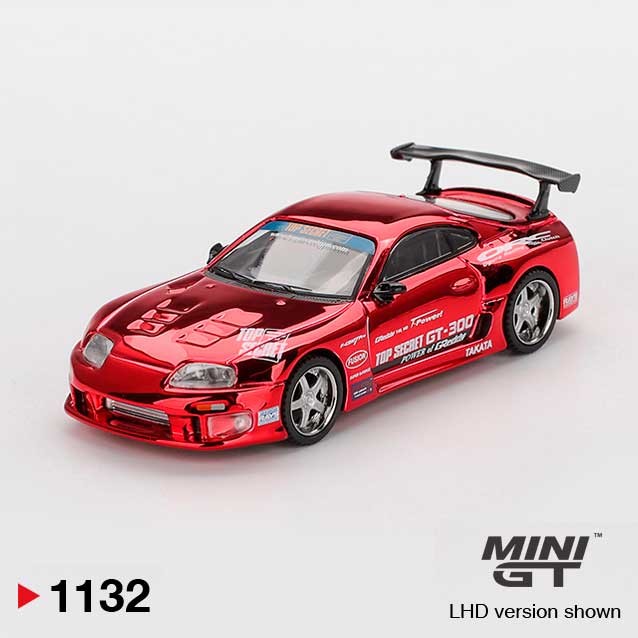 MINI GT Toyota Supra A80 GT-300 Top Secret Red Chrome 1/64 (1185) 0
