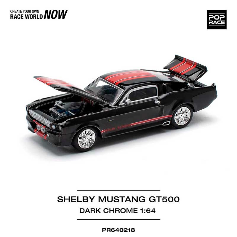 POP RACE Shelby Mustang GT500 Dark Chrome 1/64 (PR64-218) 0