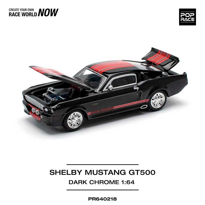 POP RACE Shelby Mustang GT500 Dark Chrome 1/64 (PR64-218)