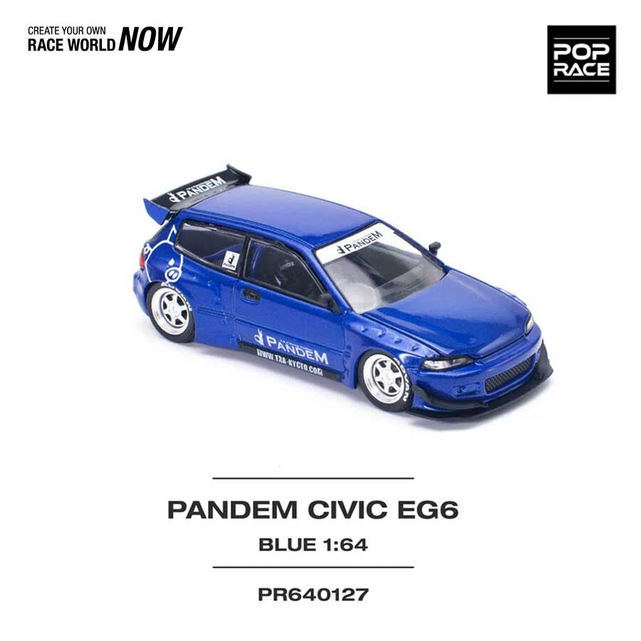POP RACE Honda Pandem Civic EG6 Blue 1/64 (PR64-127) 1
