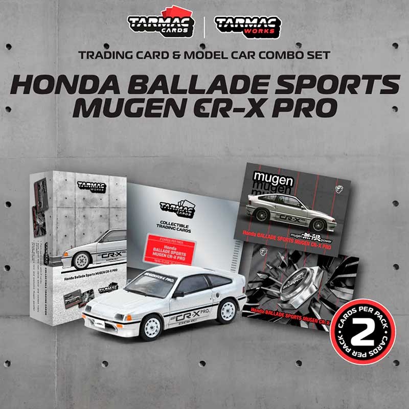 TARMAC WORKS Honda Ballade Sports MUGEN CR-X PRO Silver with Tarmac Cards 1/64 0