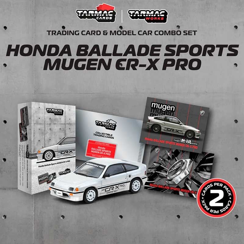 TARMAC WORKS Honda Ballade Sports MUGEN CR-X PRO Silver with Tarmac Cards 1/64