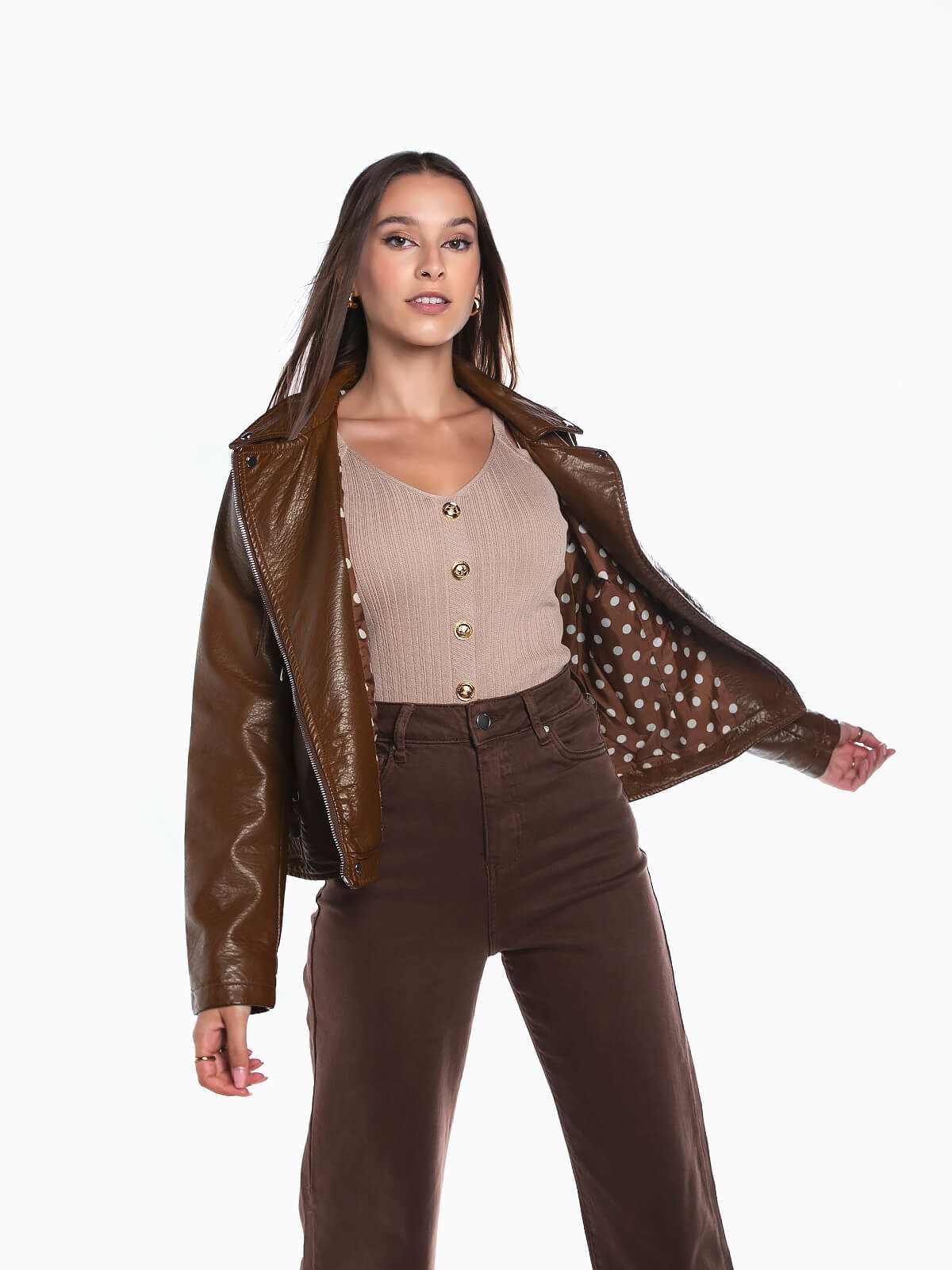 Chaqueta polipiel outlet camel