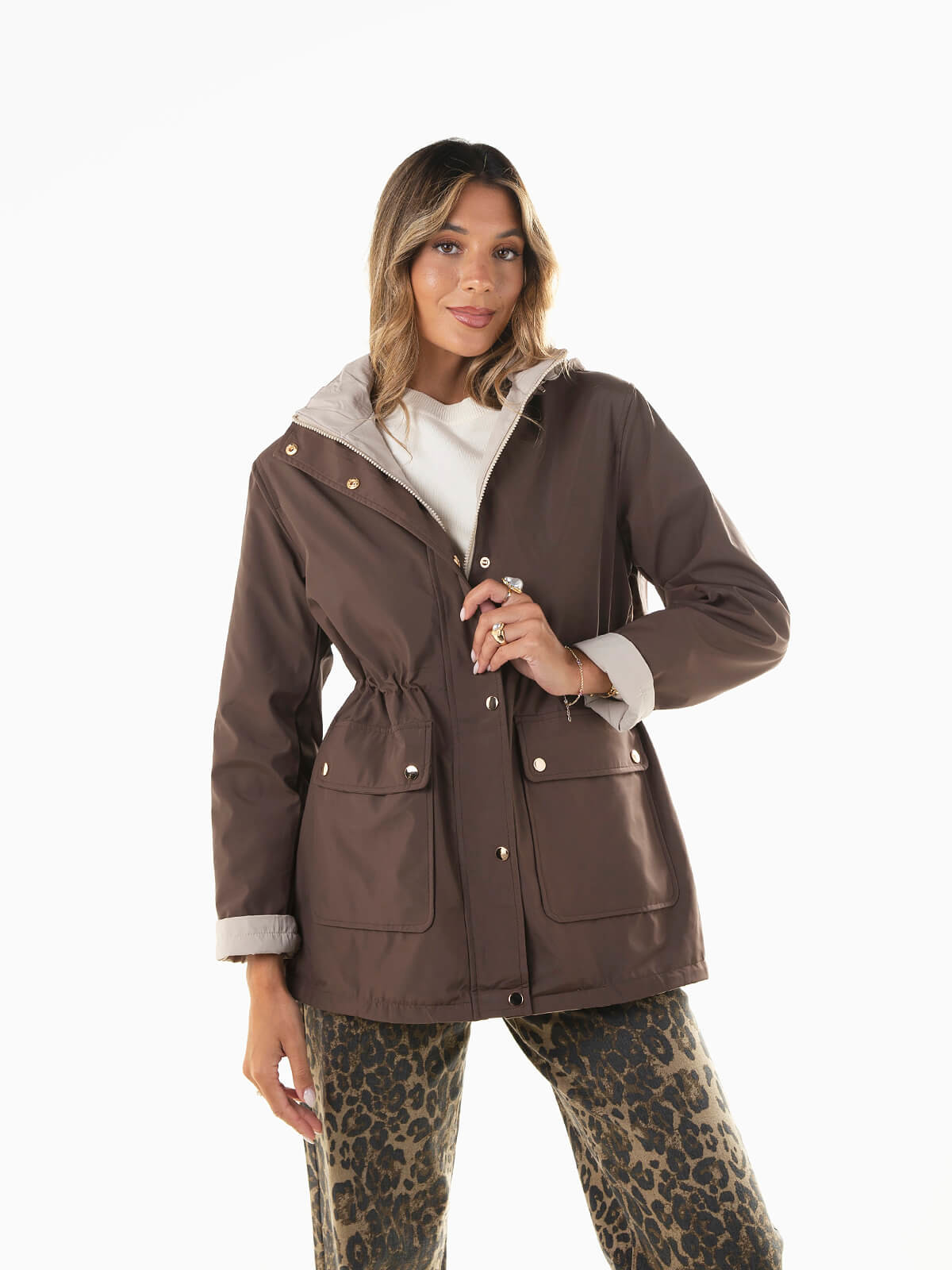 Burdeos Parka Reversible Pelo Abrigos Y Chaquetas De Mujer Moda
