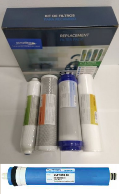 Conjunto de 4 elementos filtrantes + membrana RO domestico 0