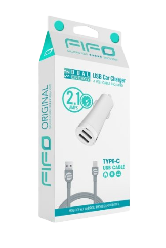 Carregador de isqueiro Duplo para USB tipo-C