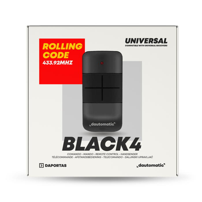 Dautomatic Black 4 | 4-Channel Rolling Code Remote 433.92 MHz