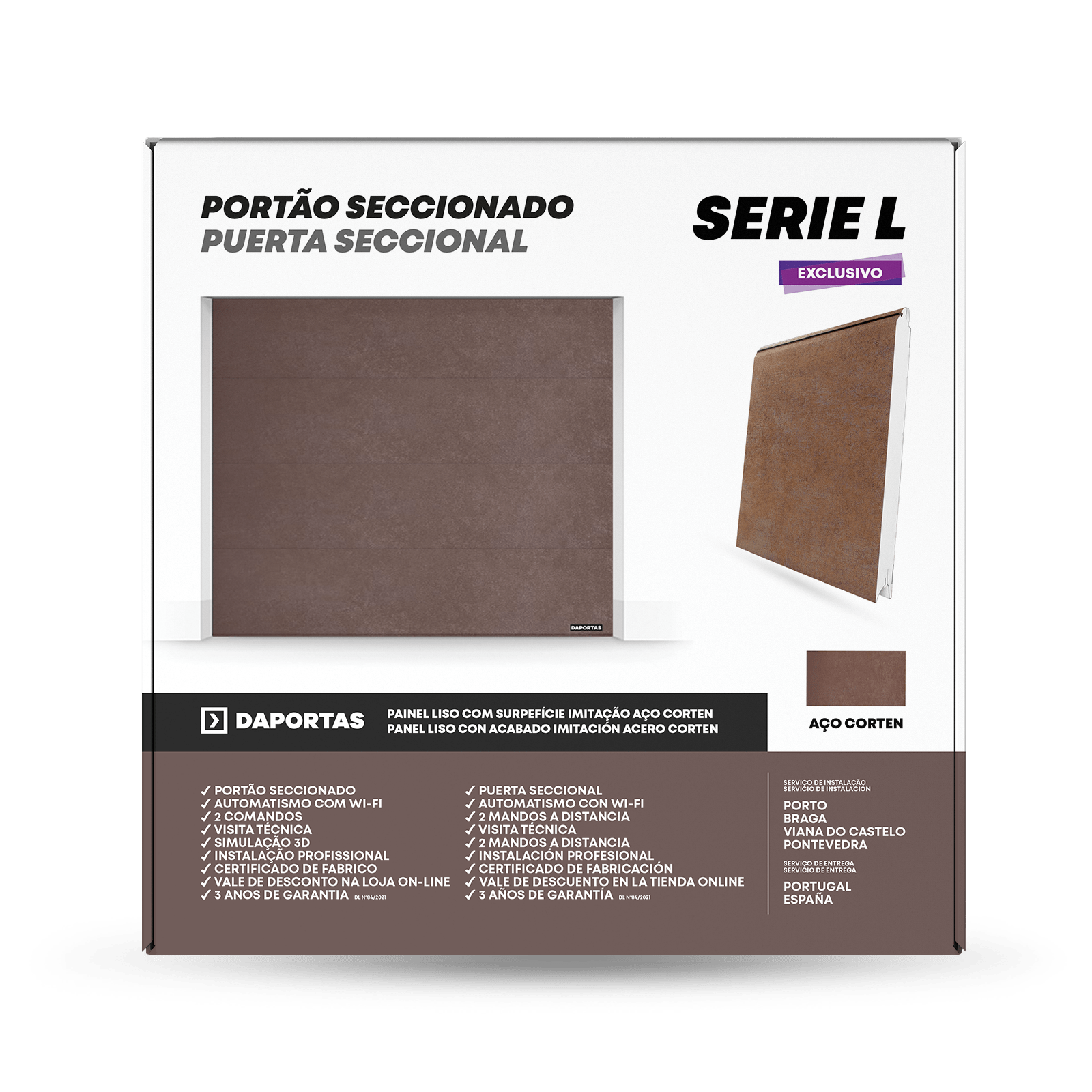 Portone Sezionale Liscio Effetto Acciaio Corten