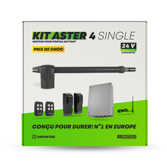 Kit Proteco Aster 4 Single 24V |  Automazione per Cancelli a Battente