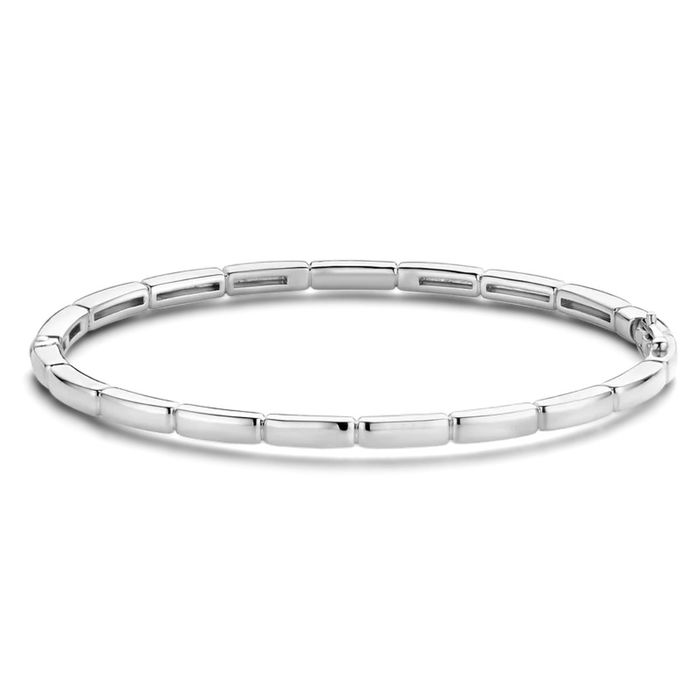 Pulseira feminina em prata prateada Ti Sento em estilo escrava.