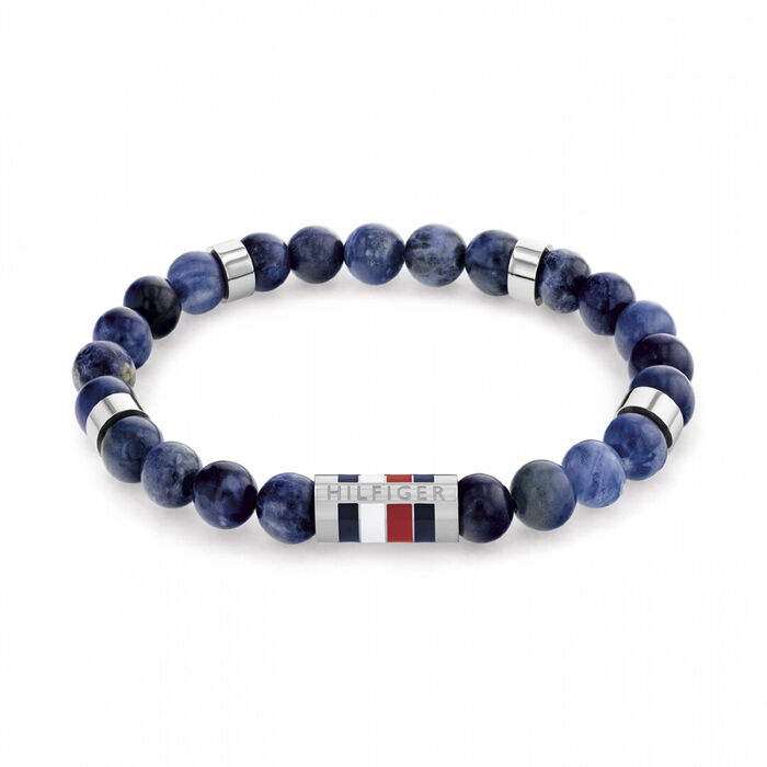 Pulseira Tommy Hilfiger de homem com bolas Sodalites de cor azul.