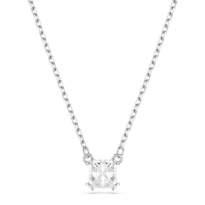 Colar em prateado da Swarovski com um pendente de um cristal incolor circular.