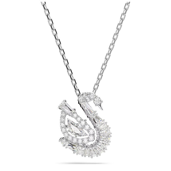 Colar Feminino da Swarovski prateado com o símbolo do cisne logo da marca, com cristais Swarovski.