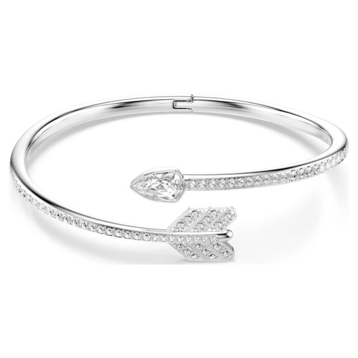 Escrava Swarovski prateada com cristais Swarovski em forma de cupido do amor.