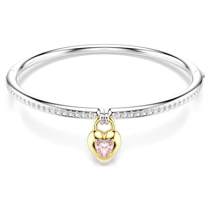 Escrava Swarovski de cor prateada com pendente de cor dourado com cristal swarovski.