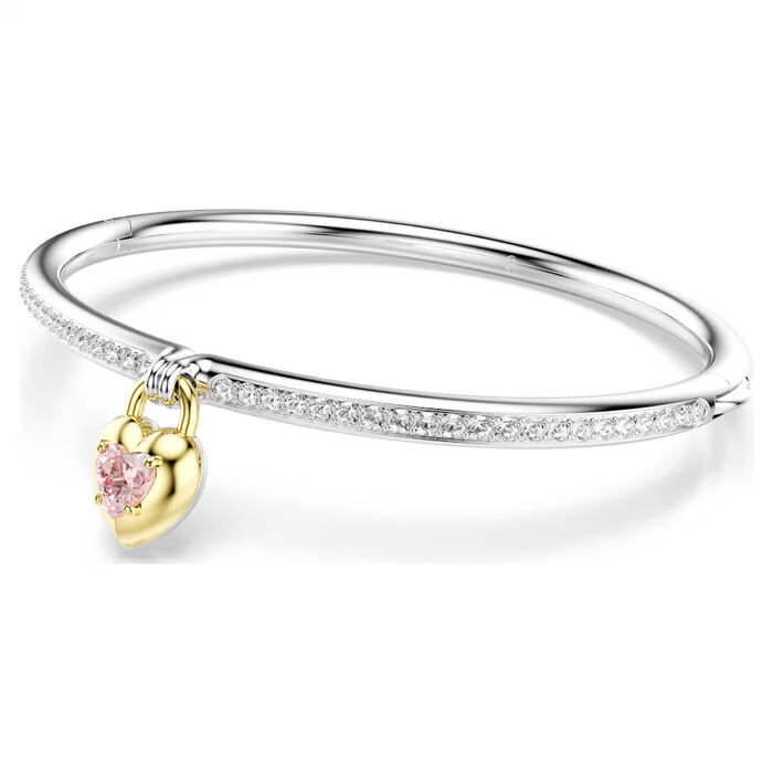 Escrava Swarovski de cor prateada com pendente de cor dourado com cristal swarovski.