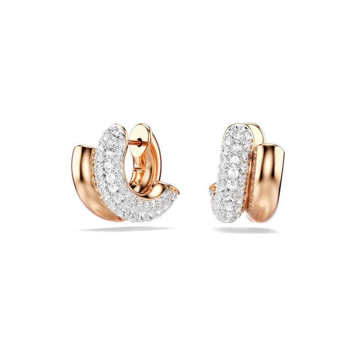 Brincos argolas swarovski femininos de cor rose gold com cristais swarovski.