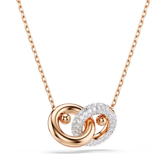 Colar swarovski feminino rose gold com argolas com cristais swarovski.