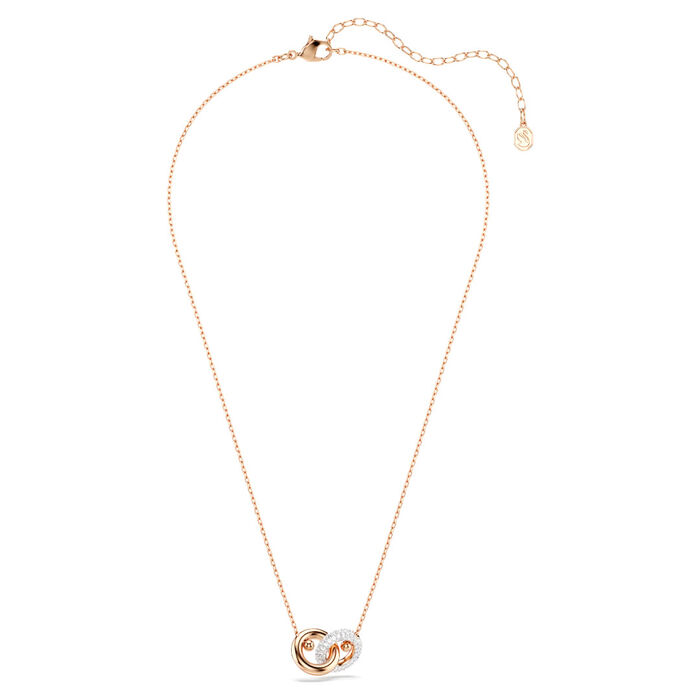 Colar swarovski feminino rose gold com argolas com cristais swarovski, visto completo.