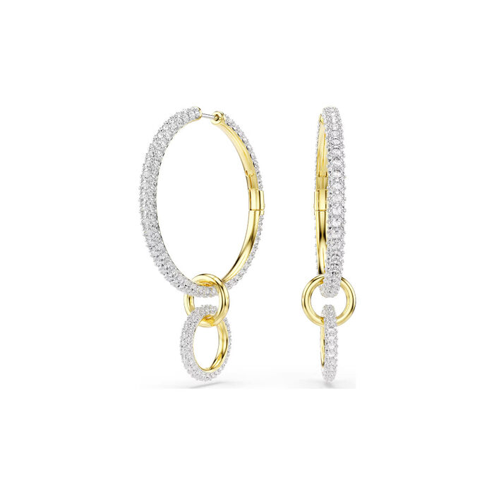 Brincos argolas swarovski femininos dourados cravejados com cristais swarovski. 