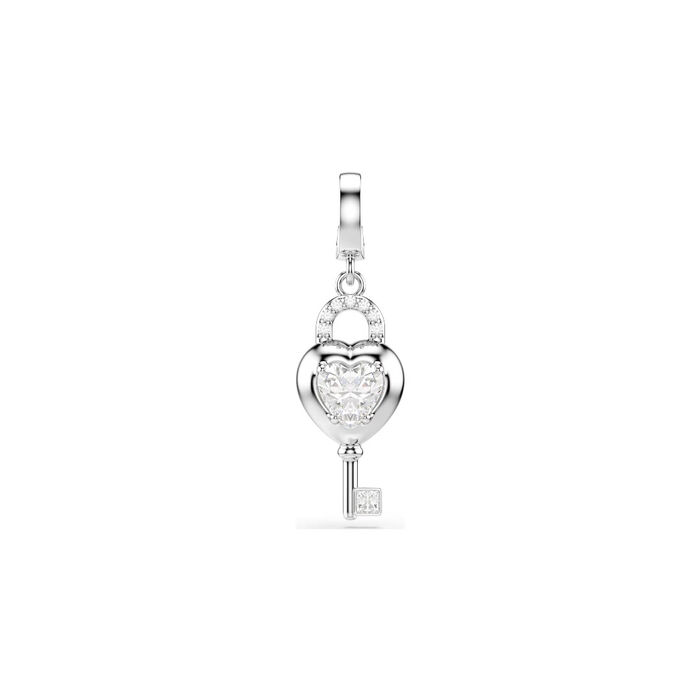 Pendente Swarovski prateado com cristais em forma de coração para colocar em colares e pulseiras.