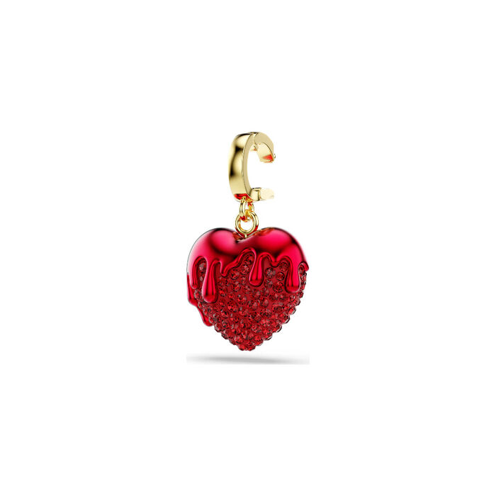 Pendente Swarovski dourado e vermelho em forma de coração com cristais swarovski.