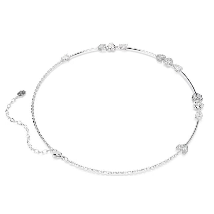 Colar Swarovski branco com cristais swarovski em formato de coração e cupido.